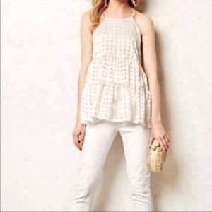 Anthropologie HD layered beaded halter tank top size M
